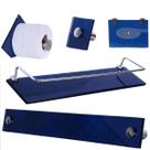 Kit Acessórios P/ Banheiro Vidro 5 Peças Azul Reto Kit Acessórios P/ Banheiro Vidro 5 Peças Azul Reto