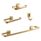Kit Acessórios Para Banheiro 4 Peças Quadrado Gold Dourado