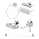 Kit Acessórios Para Banheiro 5 Peças Faetto Aço Inox Hidrolar Kit Acessórios Para Banheiro 5 Peças Faetto Aço Inox Hidrolar