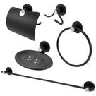 Kit Acessórios Para Banheiro 5 Peças Inox Preto Fosco Black