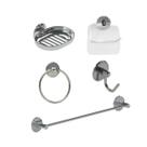 Kit acessórios para banheiro adesivo (dispensa furos) - Cromado