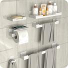 Kit Acessórios Para Banheiro Com Adesivo 7 Peças Branco ELG