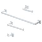 Kit Acessórios Para Banheiro Inox 304 Premium 4 Peças Branco