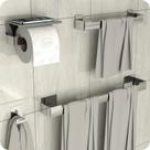 Kit Acessórios Para Banheiro Inox Adesivo 4pçs ELG Kit Acessórios Para Banheiro Inox Adesivo 4pçs ELG