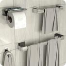 Kit Acessórios Para Banheiro Inox Com Adesivo 4 Peças ELG Kit Acessórios Para Banheiro Inox Com Adesivo 4 Peças ELG