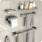 Kit Acessórios Para Banheiro Inox Com Adesivo 7 Peças ELG