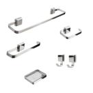Kit Acessórios Para Banheiro Luxo 6 Peças Saboneteira Inox 2 Cabides Kit Acessórios Para Banheiro Luxo 6 Peças Saboneteira Inox 2 Cabides