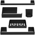 Kit Acessórios Para Banheiro Preto 5 Peças Master Slim DF