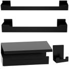 Kit Acessórios Para Banheiro Preto Adesivo 4pçs ELG