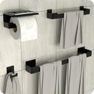 Kit Acessórios Para Banheiro Preto Adesivo 4pçs ELG Kit Acessórios Para Banheiro Preto Adesivo 4pçs ELG