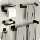 Kit Acessórios Para Banheiro Preto Adesivo 5pçs ELG