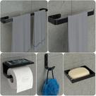 Kit Acessórios Para Banheiro Preto Fosco 5 Peças MAX