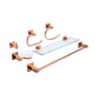 Kit Acessórios para Banheiro Quadrado 6 peças Dourado Rose São Francisco Pingoo.casa