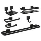 Kit Acessórios Para Banheiros 6 Peças Preto Toalheiro Duplo