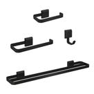 Kit Acessórios Para Banheiros Preto Fosco 4 Peças Toalheiro Duplo