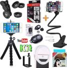 Kit Acessórios Para Gravação Vídeo Tripé Suporte Celular Luz Led Ring Light Selfie Universal + Bluetooth Kit Acessórios Para Gravação Vídeo Tripé Suporte Celular Luz Led Ring Light Selfie Universal + Bluetooth