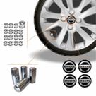 Kit Acessórios Para Roda Calota Nissan Emblema Resinado + Tampa Ventil Cromada + Capa Parafuso