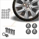 Kit Acessórios Para Roda Calota Peugeot Emblema Resinado + Tampa Ventil Antifurto + Capa Parafuso
