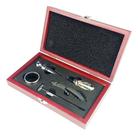 Kit Acessórios Para Vinho Em Inox E Caixa De Madeira 5 Peças
