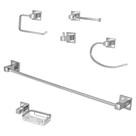 Kit Acessórios Quadrado Banheiro 100% Metal Cromado 6 Peças