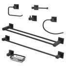 Kit Acessórios Quadrado Banheiro Preto/Black Fosco 7 Peças