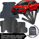 Kit Acessórios Strada 2019 a 2025 Tapete Emborrachado + Tapete Caçamba + 5 Capas de Cinto Segurança
