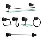 Kit Acessórios Suportes Banheiro Lavabo 6 Peças Preto Luxo Kit Acessórios Suportes Banheiro Lavabo 6 Peças Preto Luxo
