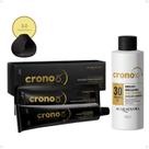 Kit Acquaflora Crono 10: Coloração 3.0 Castanho Escuro 60g e Emulsão Reveladora 30 Volumes 60ml