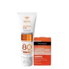 Kit Actine Protetor Solar FPS80 Sem Cor Sabonete Facial Neutrogena Deep Clean Pele Oleosa