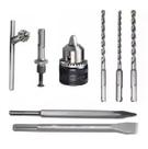 Kit Adaptador 9 Peças Mandril Chave Aperto Brocas Martelete Sds Plus KaQi