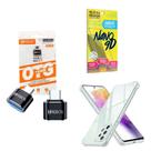 Kit Adaptador USB para Tipo C + Capinha Samsung A73 + Película 9D