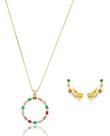 Kit Adele - Colar + Ear Cuff Zircônias Coloridas Banhado em Ouro 18k Kit Adele - Colar + Ear Cuff Zircônias Coloridas Banhado em Ouro 18k