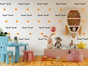 Kit Adesivo Decorativo de Parede Infantil Cílios e Coração