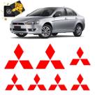 Kit Adesivos Logo Lancer Resinado Vermelho Refletivo