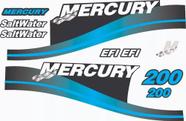 Kit Adesivos Mercury 200 Efi Para Motor De Popa