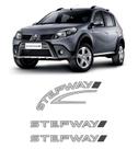 Kit Adesivos Prata Sandero Stepway 2008 Lateral e Traseiro