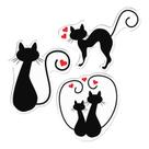 KIT Adesivos Resinados Gatos Casal Amor Fundo Branco
