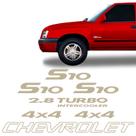 Kit Adesivos S10, 2.8 Turbo, 4x4 e Faixa Traseira Chevrolet