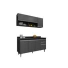 Kit Aéreo Maya e Balcão Ayla 150cm C/ Tampo Preto com Grafite - Belliv Decor