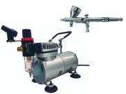 Kit Aerografia ONETOOLS - Compressor Ar Direto Aerografia + Aerógrafo 0,25mm 9CC Copo Fixo