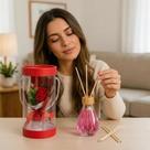 Kit Aesthetic Presente Romantico: Rosa na Caixa + Difusor Pitaya