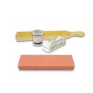 Kit Afiação Profissional com Strop de Couro Dupla Face Pedra de Afiar 400 2 Pastas para Polimento