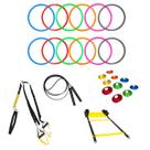 Kit Agilidade Argolas Mini Bambolês Trx Cones e Corda Aço