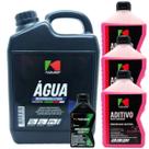 Kit Agua 3L + 3 Aditivo Conc. Rosa + Limpa Radiador - Koube