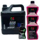 Kit Agua 5L+ 3 Aditivo Orgânico Rosa+ Limpa Radiador - Koube
