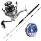 Kit Água Salgada Molinete 6000 Drag:11kg Vara Linha 0,50mm