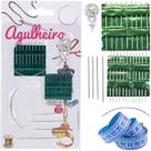 Kit Agulha Mão Agulheiro Costura Passador Linha Fita Métrica