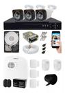 Kit Alarme Residencial Sem Fio + Kit 3 Câmeras Full Hd 1080p Infra