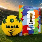 Kit Álbum Panini Oficial Copa 2026 Colecionável com Bola Futebol Brasil Verde Amarela
