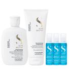Kit Alfaparf Semi Di Lino Diamond - Shampoo 250ml + Condicionador 200ml + 3x Ampola 13ml